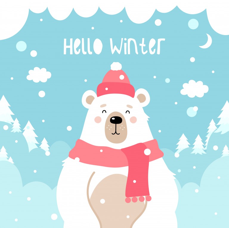 وکتور خرس ناز زمستانی