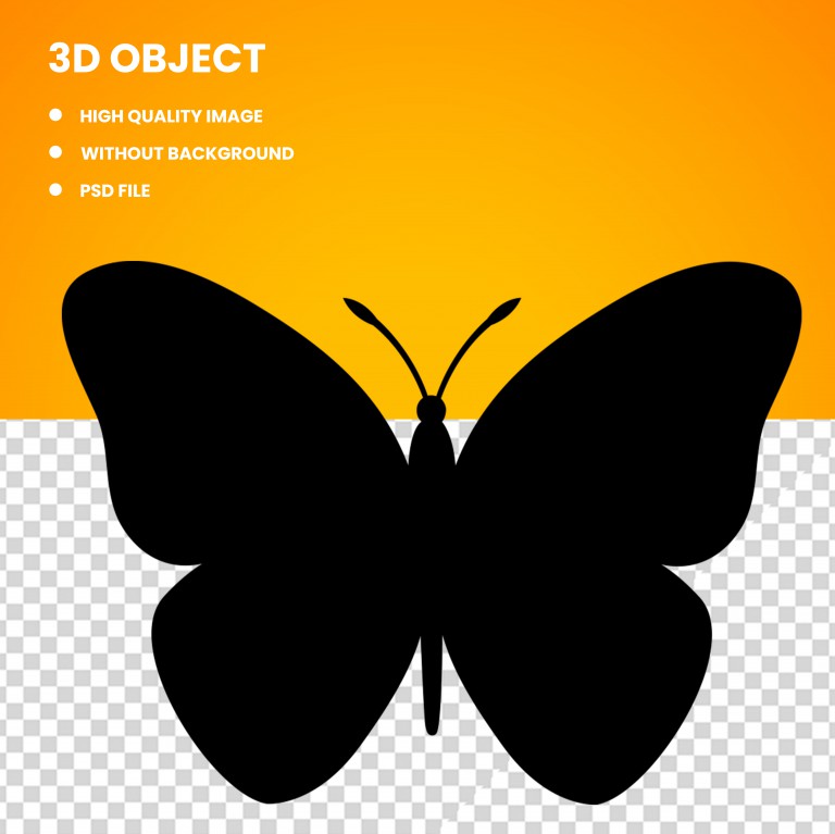 فایل لایه باز تصویر پروانه سه بعدی