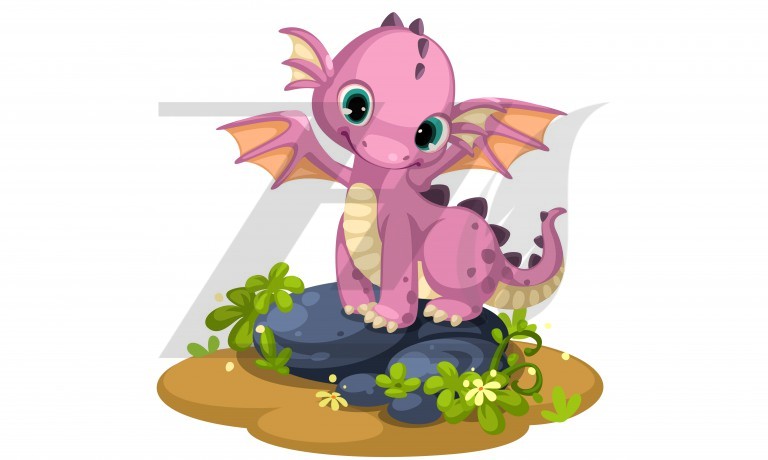 وکتور کارتونی اژدهای صورتی