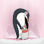 وکتور بچه پنگوئن ناز با مامانش