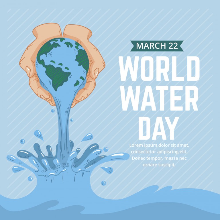 وکتور روز جهانی آب با طرح زمین در دست