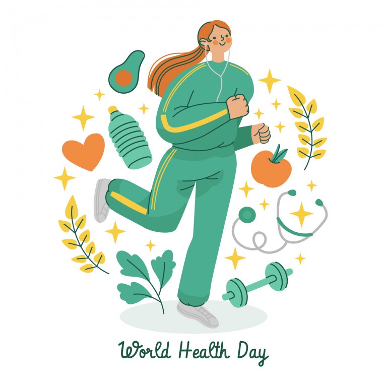 وکتور تصویر دختر درحال ورزش در روز جهانی بهداشت