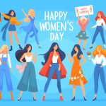 وکتور تبریک روز جهانی زن پس زمینه آبی