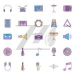 وکتور مجموعه نمادهای ابزار موسیقی