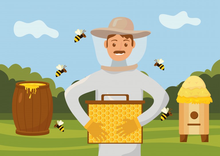 وکتور پس زمینه مزرعه زنبورداری