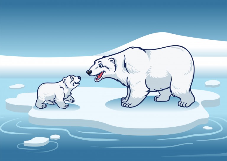 وکتور خرس قطبی ایستاده بالای یخ