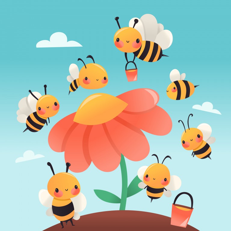 وکتور زنبور عسل طرح کارتونی