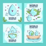 وکتور مجموعه پست های اینستاگرام روز جهانی آب