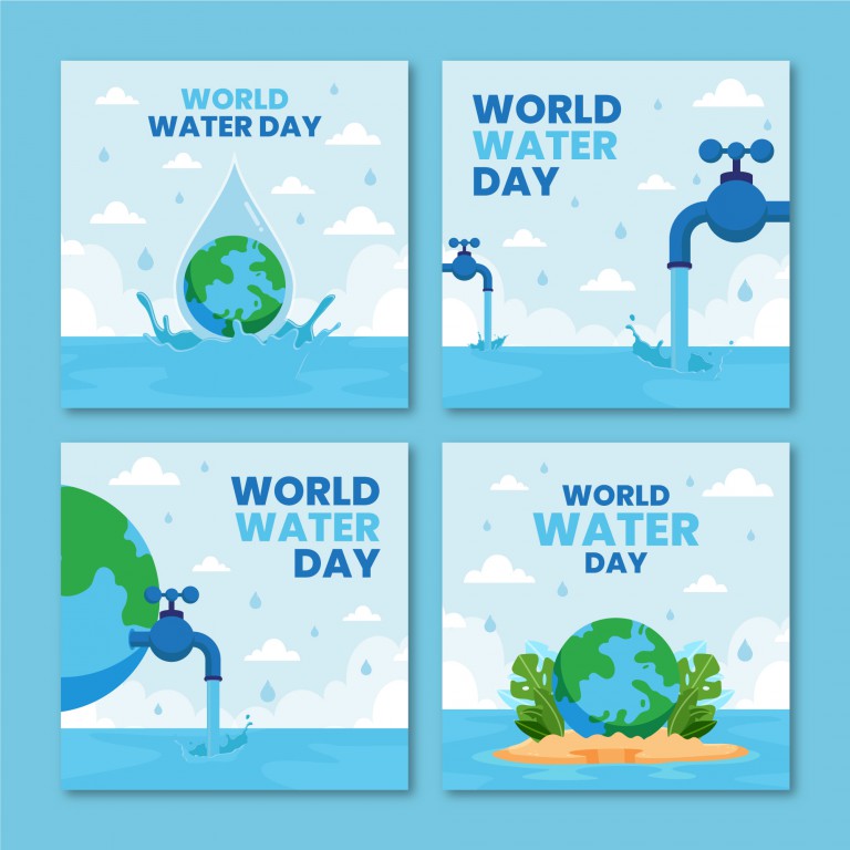وکتور مجموعه پست‌های اینستاگرام روز جهانی آب