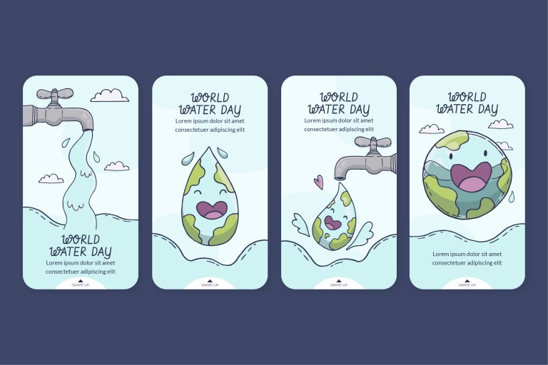 وکتور مجموعه استوری‌های اینستاگرام روز جهانی آب