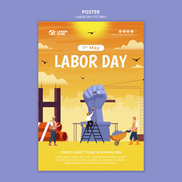 فایل لایه باز طراحی پوستر روز کارگر
