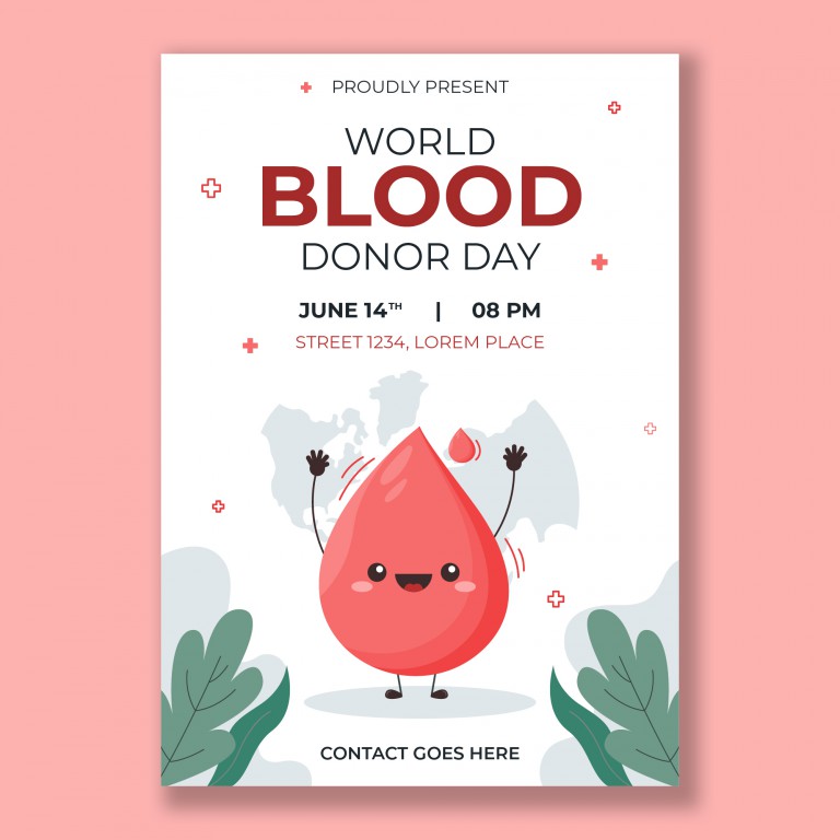 وکتور الگوی پوستر عمودی روز جهانی اهدای خون