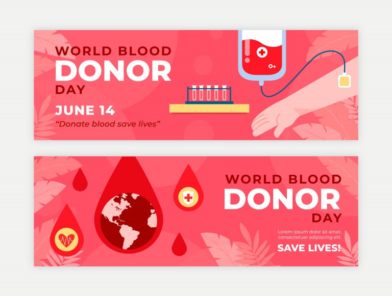 وکتور بنر افقی روز جهانی اهدای خون