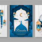 وکتور مجموعه کارت پستال‌های تبریک جشن رمضان