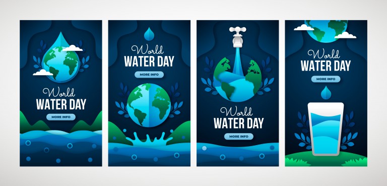 وکتور مجموعه استوری‌ اینستاگرام روز جهانی آب