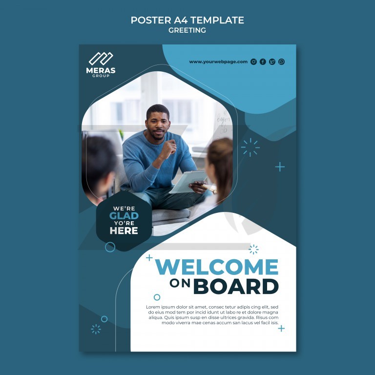 فایل لایه باز قالب پوستر خوش آمدگویی به همکار جدید