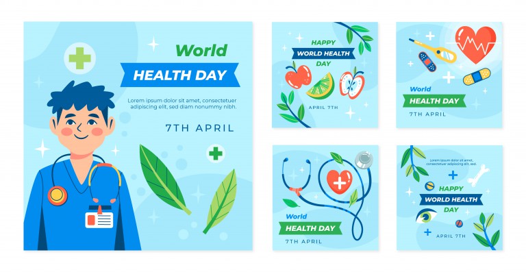 وکتور مجموعه پست‌های اینستاگرام روز جهانی بهداشت