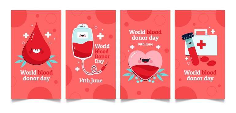 وکتور مجموعه استوری‌های اینستاگرام روز جهانی اهدای خون