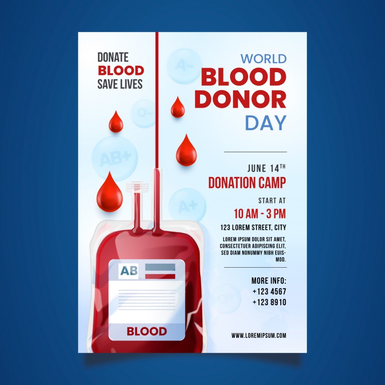 وکتور پوستر عمودی روز جهانی اهدای خون