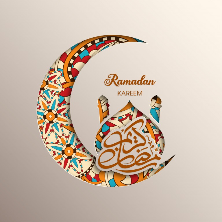 وکتور کارت تبریک ماه مبارک رمضان با خط عربی