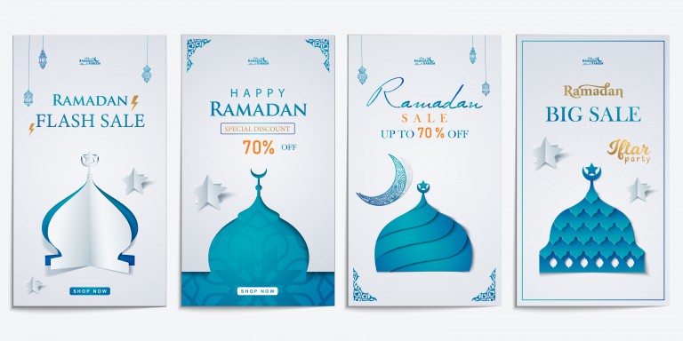 وکتور مجموعه استوری تبریک ماه رمضان