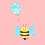 وکتور شخصیت کارتونی زنبور عسل با بادکنک