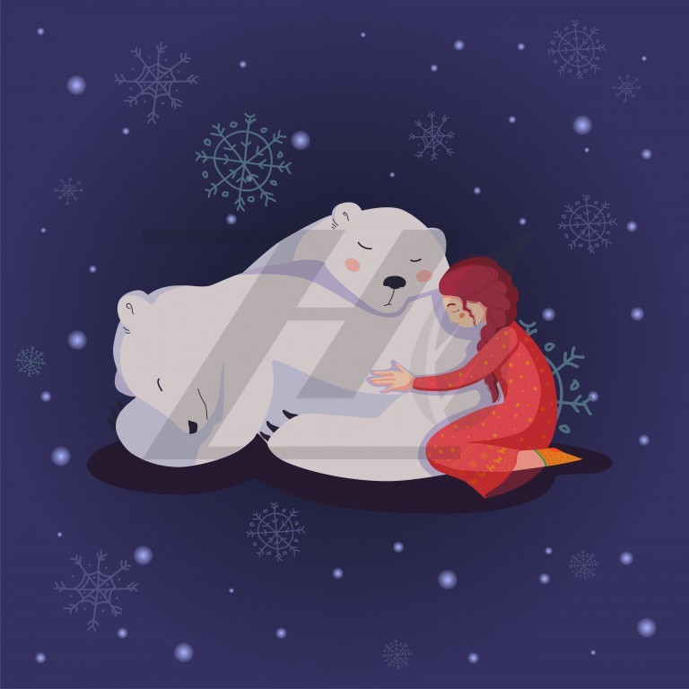 وکتور خرس‌های قطبی در شب زمستانی