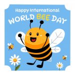 وکتور پوستر سفید آبی روز جهانی زنبور عسل