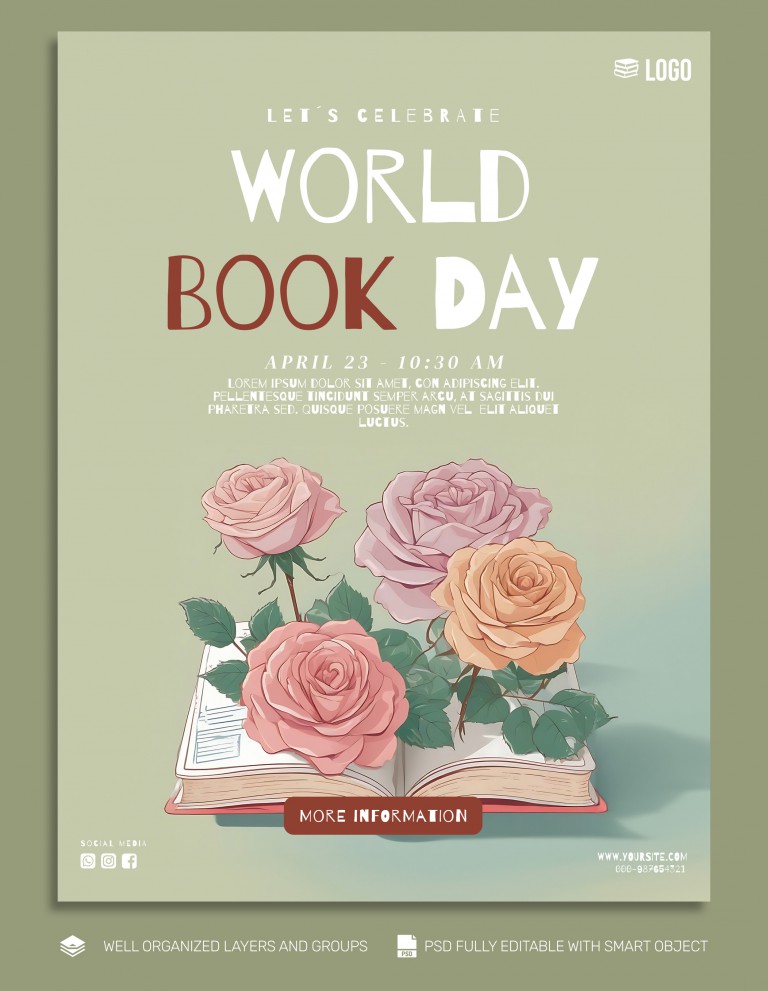 فایل لایه باز بروشور روز جهانی کتاب