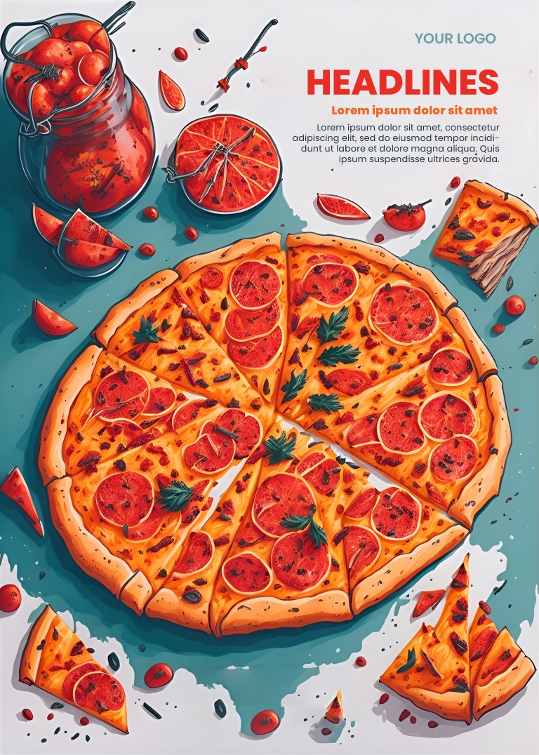 فایل لایه باز طراحی بروشور با تصویر پیتزا