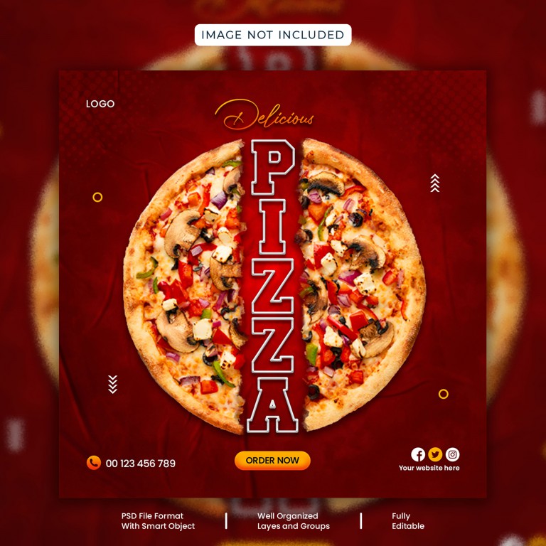 فایل لایه باز پست تبلیغاتی پیتزا