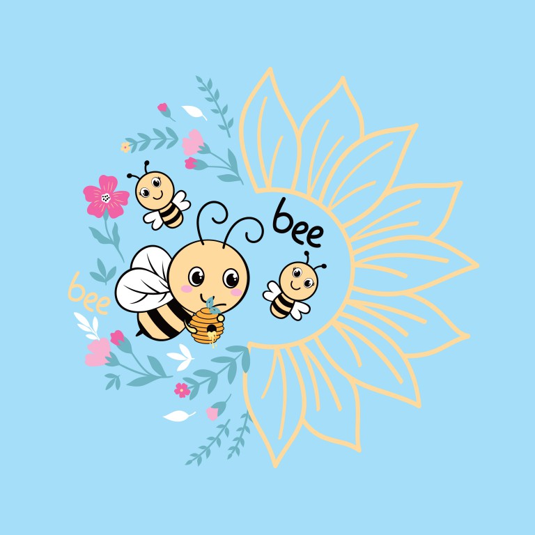 وکتور زنبور عسل پس زمینه آبی
