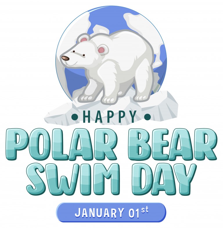 وکتور طرح روز شنا خرس قطبی