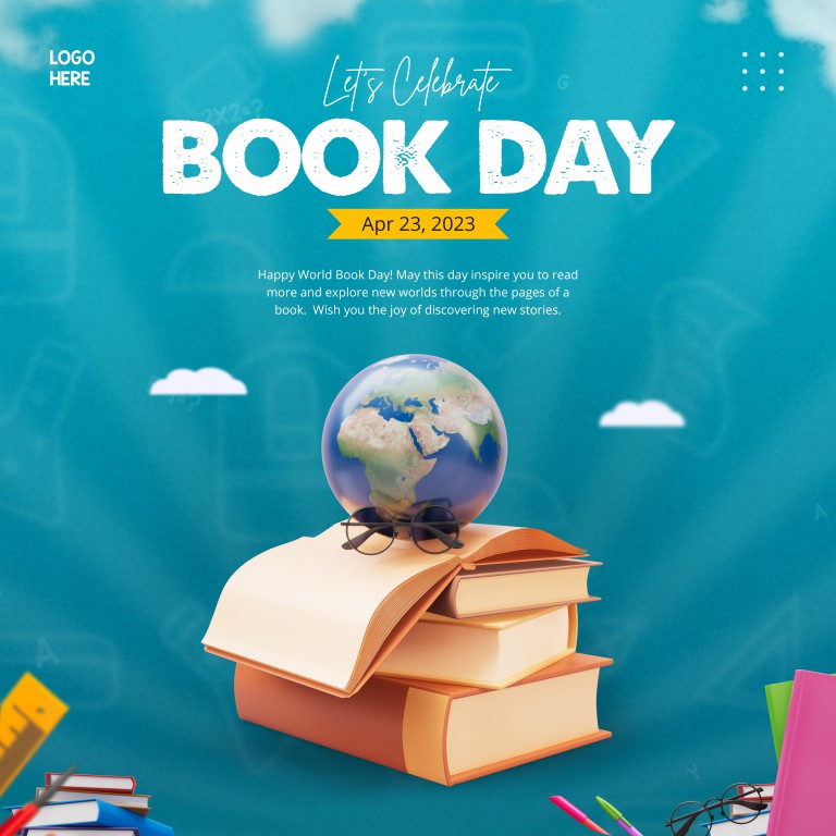 فایل لایه باز پست اینستاگرام روز جهانی کتاب