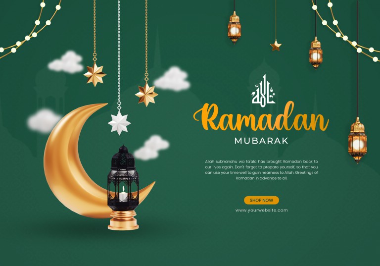 فایل لایه باز قالب بنر پست شبکه اجتماعی ماه رمضان