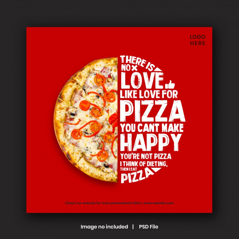 فایل لایه باز طراحی بنر پست اینستاگرام پیتزا