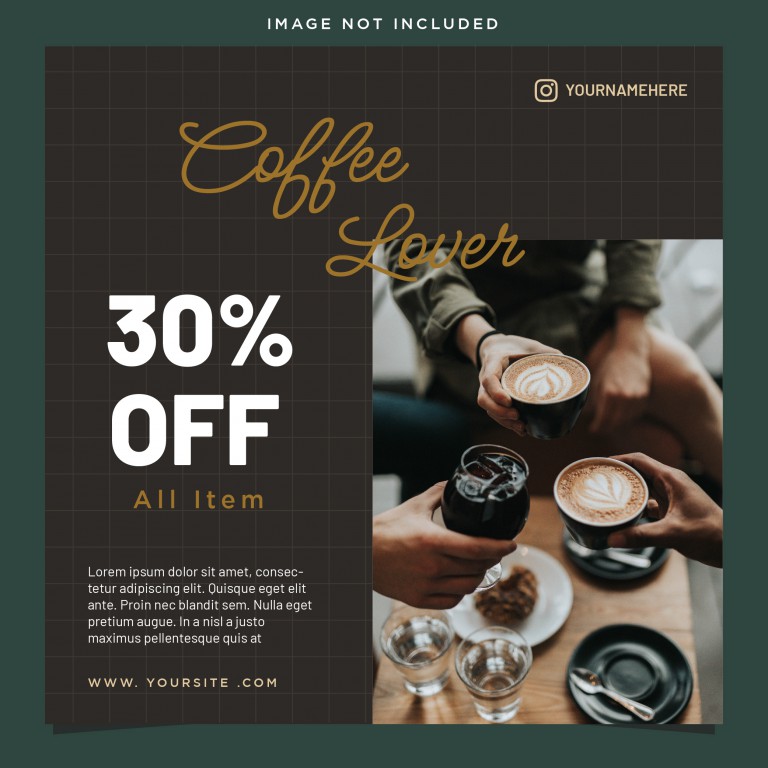 وکتور قالب پست رسانه‌های اجتماعی تخفیف منوی قهوه