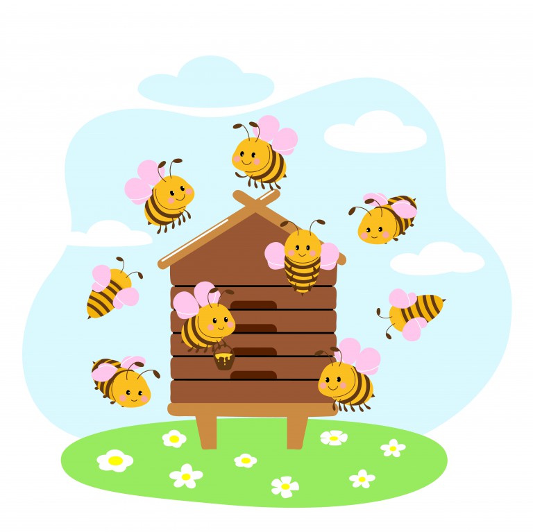 وکتور زنبور عسل بامزه