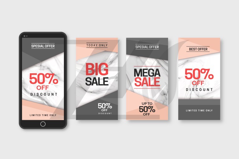 وکتور مجموعه بنر استوری اینستاگرام فروش ویژه