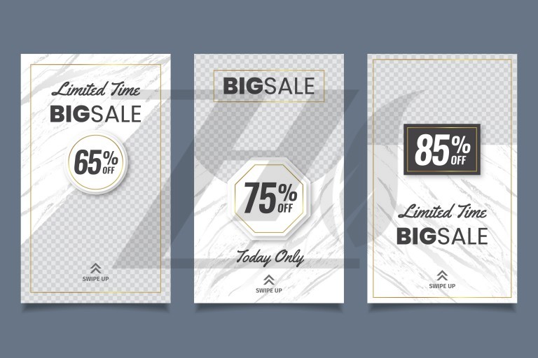 وکتور مجموعه بنر استوری‌های اینستاگرام تخفیف ویژه