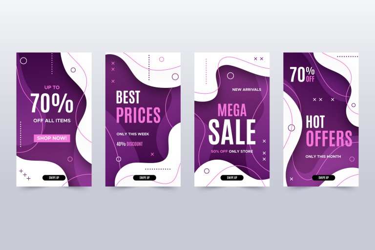 وکتور قالب استوری اینستاگرام بنفش