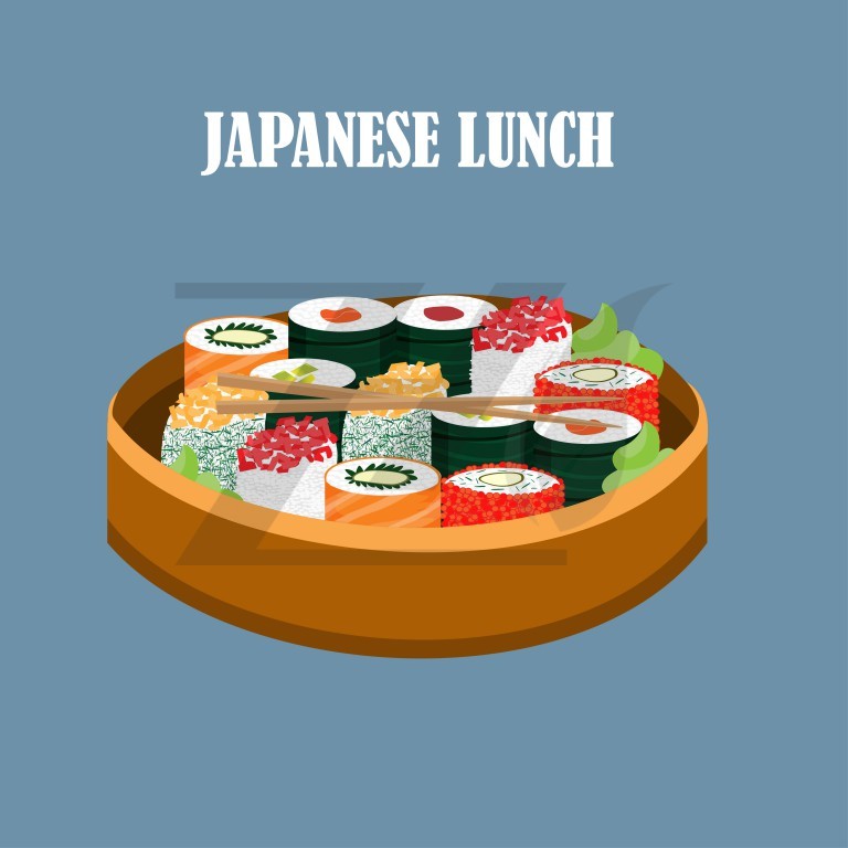 وکتور مفهومی غذای رنگارنگ ژاپنی