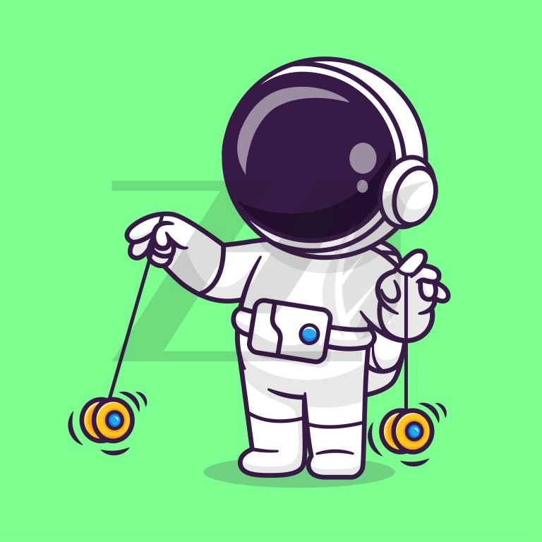 وکتور کارتونی فضانورد درحال بازی یویو