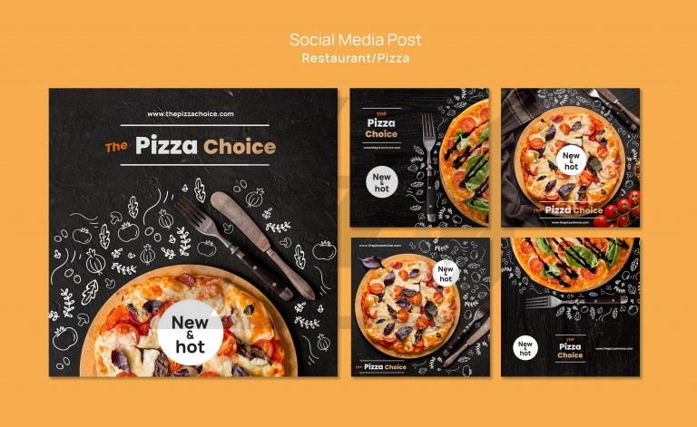 فایل لایه باز قالب پست رسانه اجتماعی رستوران پیتزا