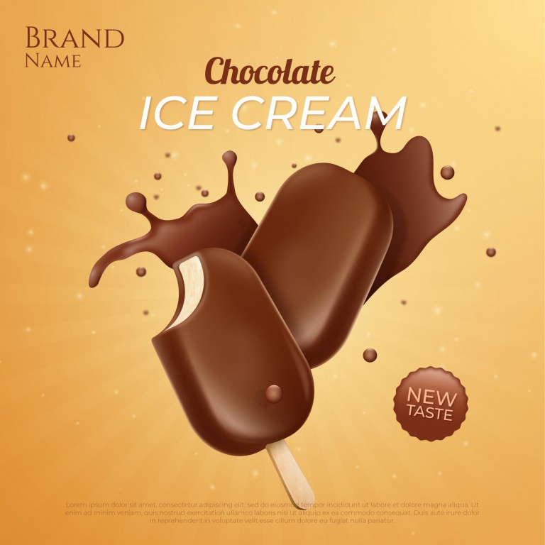 وکتور پست اینستاگرام تبلیغاتی بستنی شکلاتی