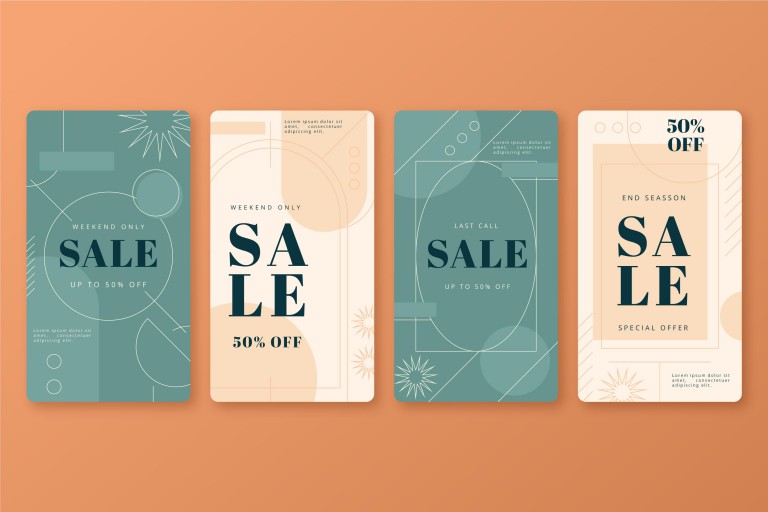 وکتور مجموعه بنر تخفیف استوری اینستاگرام