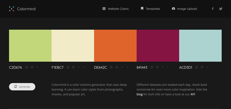 سایت colormind و معرفی ۵ ابزار آنلاین انتخاب پالت رنگی 