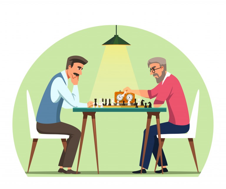 وکتور مردان در حال بازی شطرنج
