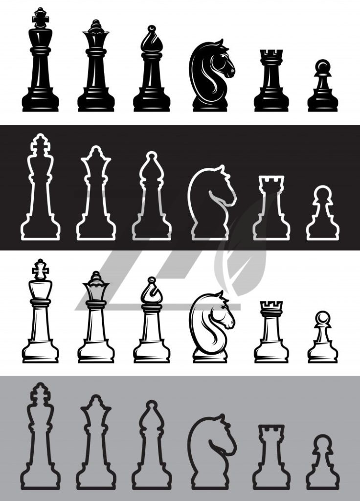 وکتور تصویرسازی چهار مجموعه مهره شطرنج