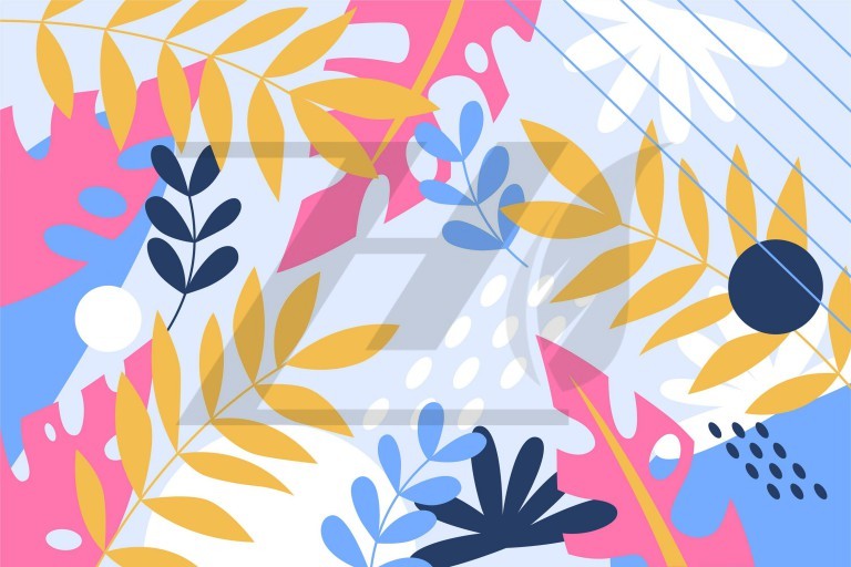 وکتور پس زمینه طرح برگ های استوایی رنگی